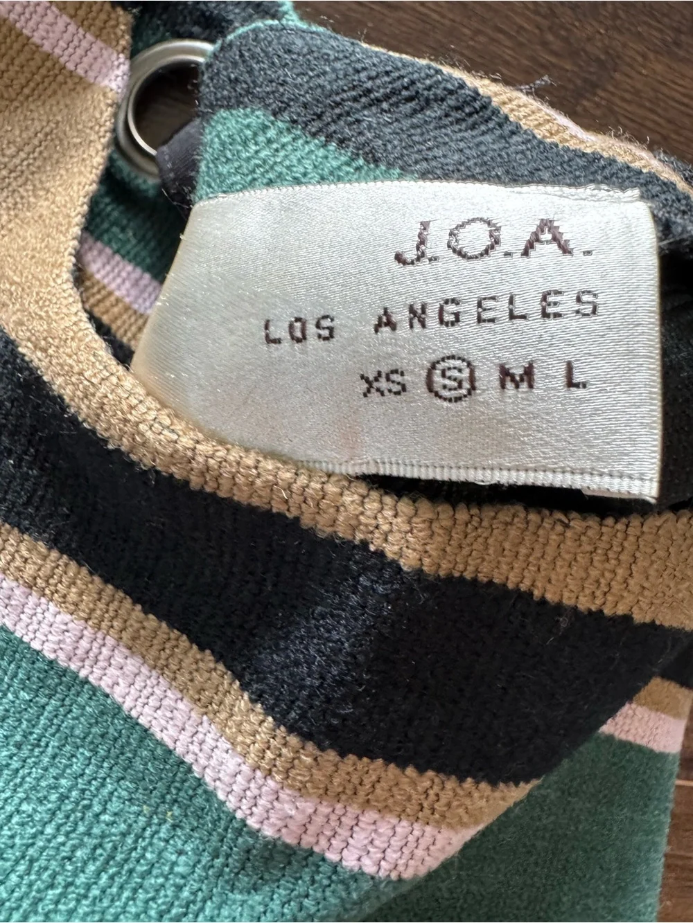 JOA Women's Dress Multicolor Striped Drop Waist Rib Knit Retro Green Sz Small - Picture 2 of 3